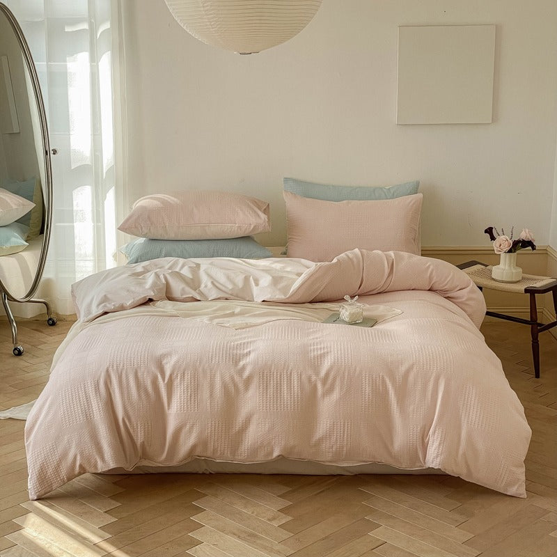 Milk Waffle Four-Piece Pure Cotton High-Quality Bed Set - Harmony Gallery