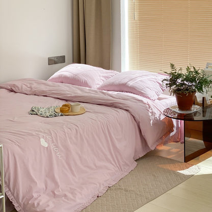 Pure Cotton Edge Simple Solid Color Four-Piece Bed Set - Harmony Gallery