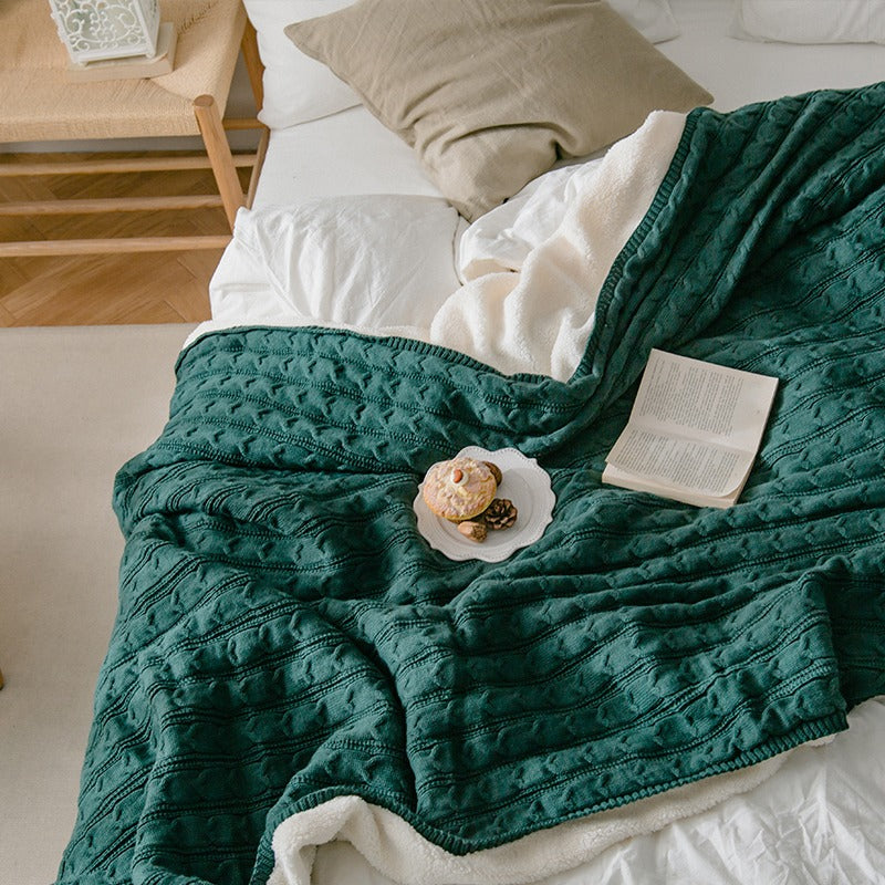 Princess Wind Knitted Tassel Plus Velvet Towel Sofa Blanket - Harmony Gallery