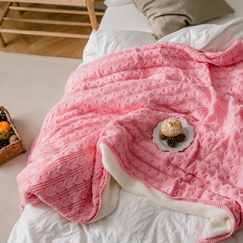 Princess Wind Knitted Tassel Plus Velvet Towel Sofa Blanket - Harmony Gallery