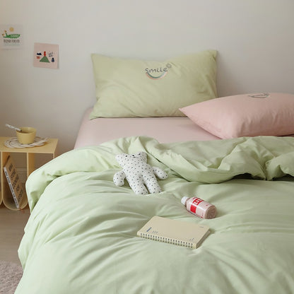 Washed Cotton Four-Piece Color Matching Princess Bed Set - Harmony Gallery