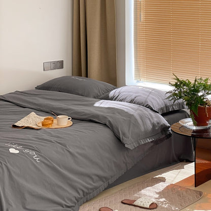Pure Cotton Edge Simple Solid Color Four-Piece Bed Set - Harmony Gallery