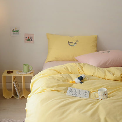 Washed Cotton Four-Piece Color Matching Princess Bed Set - Harmony Gallery