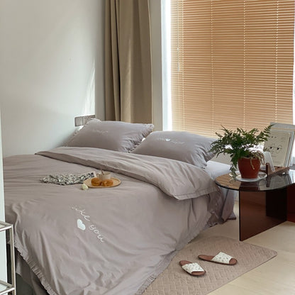 Pure Cotton Edge Simple Solid Color Four-Piece Bed Set - Harmony Gallery