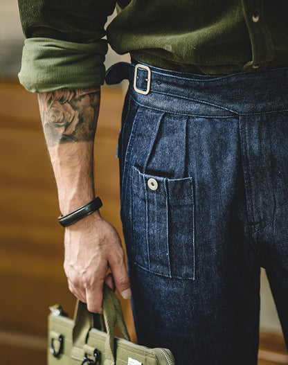 Tooling Retro High Waist Denim Straight Men's Jeans - Harmony Gallery