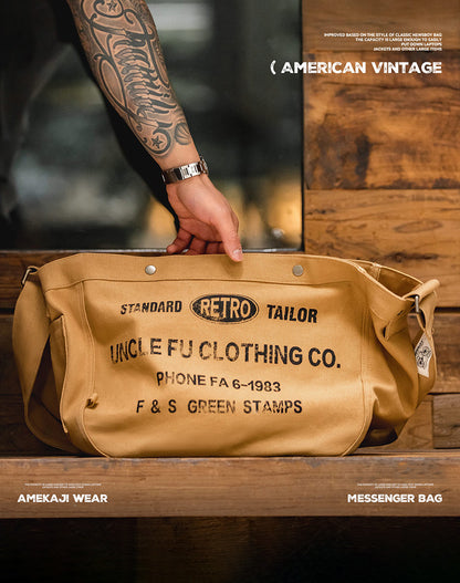 American Large Capacity Alphabet Canvas Locomotive Men's Bag - Harmony Gallery