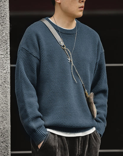 Tooling Retro Pineapple Pattern Drop-Shoulder Men's Sweater - Harmony Gallery