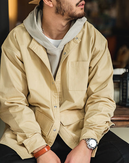 American Retro Cotton Stand-Up Collar Pocket Men's Jacket - Harmony Gallery