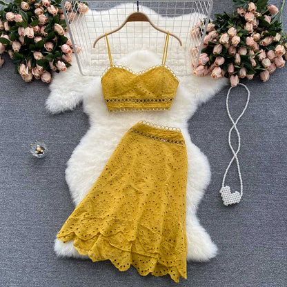 Summer Sexy Camisole Hollow High Waist Women's Suit - Harmony Gallery