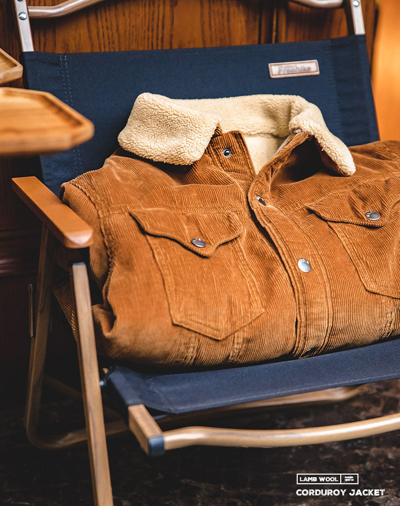 American Retro Corduroy Lamb Wool Padded Men's Coat - Harmony Gallery