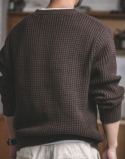 Tooling Retro Loose Round Neck Woolen Men's Sweater - Harmony Gallery