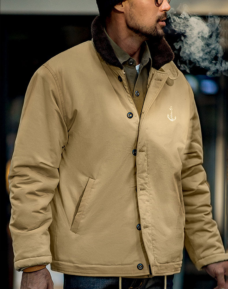 American Retro N1 Navy Deck Cotton Thickened Men's Coat - Harmony Gallery