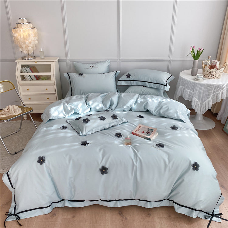 Pure Cotton Four-Piece Princess Style Embroidery Bed Set - Harmony Gallery