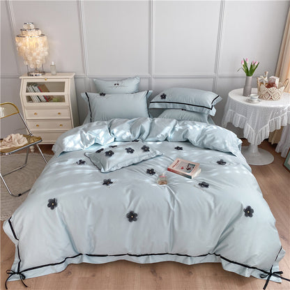 Pure Cotton Four-Piece Princess Style Embroidery Bed Set - Harmony Gallery