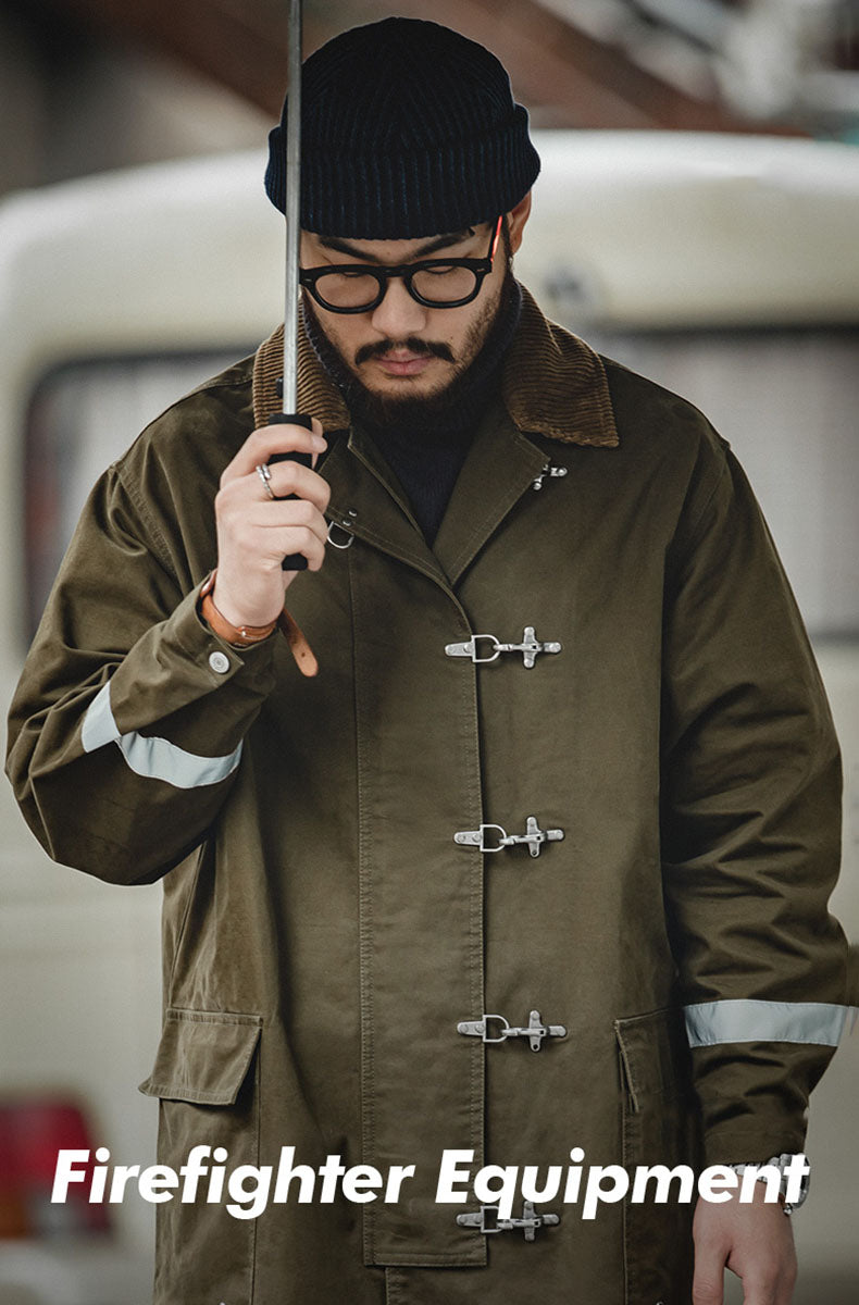 American Retro Firefighter Reflective Strip Men's Coat - Harmony Gallery