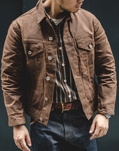 Tooling American Retro Heavy Canvas Oil Wax Men's Coat - Harmony Gallery
