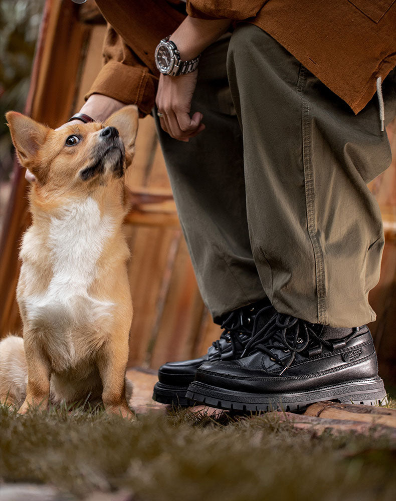 Retro British Leather High-Top Men's Thick-Soled Boot - Harmony Gallery