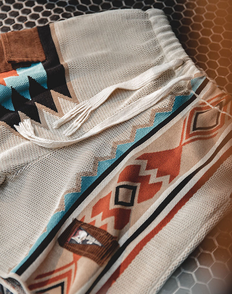 American Navajo Knit Contrast Color Beach Men's Shorts - Harmony Gallery