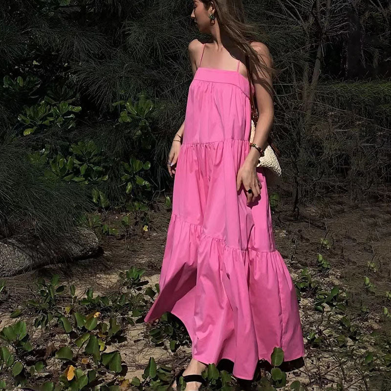 French Sweet Pink Temperament Long Skirt Women's Dress - Harmony Gallery