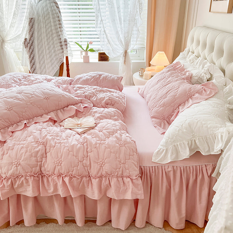 French Princess Washed Cotton Four-Piece Bed Set - Harmony Gallery