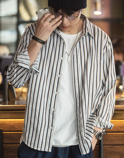 American TR Striped Business Casual Handsome Men's Shirt - Harmony Gallery