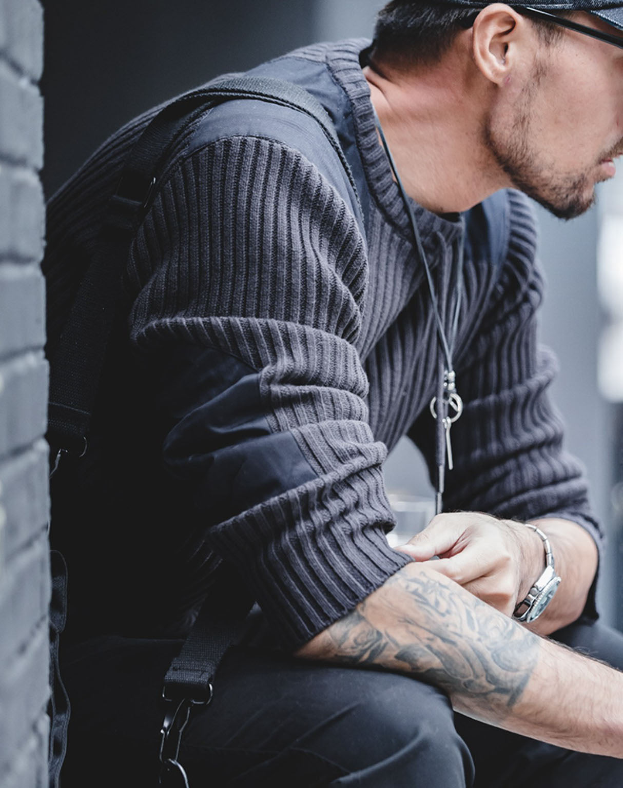 American Vertical Striped Stitching Slim Tactical Men's Sweater - Harmony Gallery
