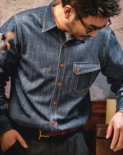 American Retro Denim Western Tough Guy Men's Shirt - Harmony Gallery
