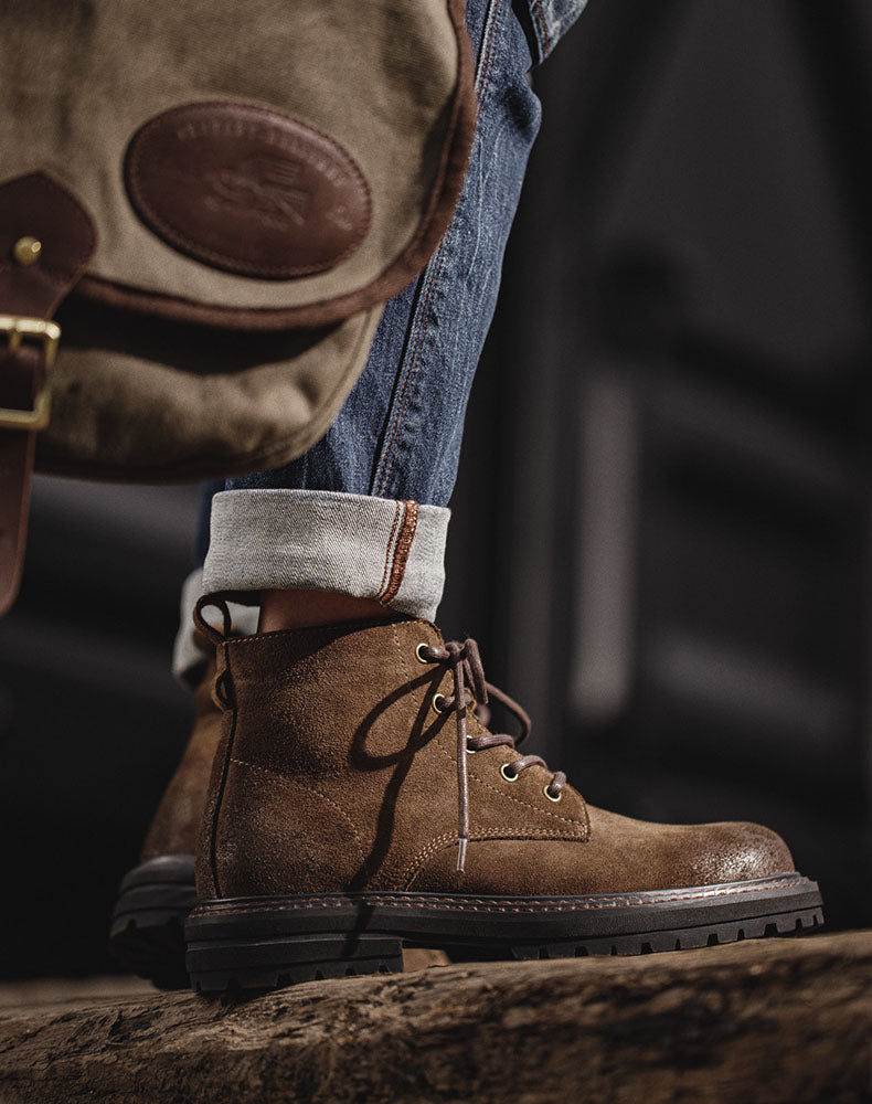 Casual Middle-Cut Brown Retro Tooling Martin Men's Desert Boot - Harmony Gallery