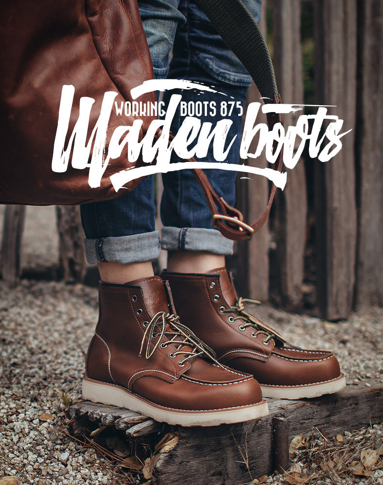 Middle-Cut Retro Tooling Motorcycle Men's Work Boot - Harmony Gallery