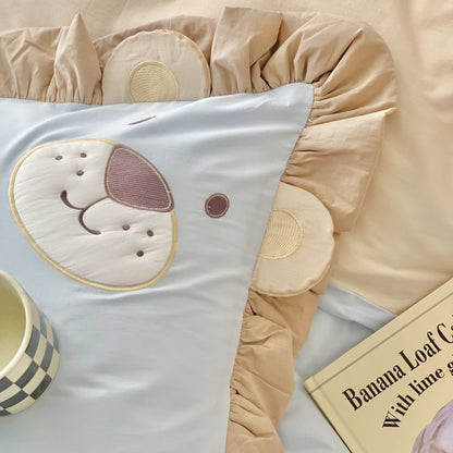 Little Lion Cartoon Washed Cotton Five-Piece Bed Set - Harmony Gallery