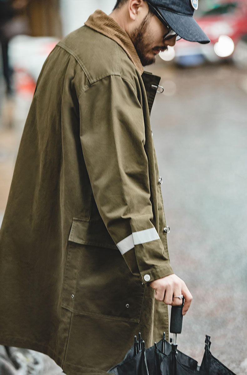 American Retro Firefighter Reflective Strip Men's Coat - Harmony Gallery