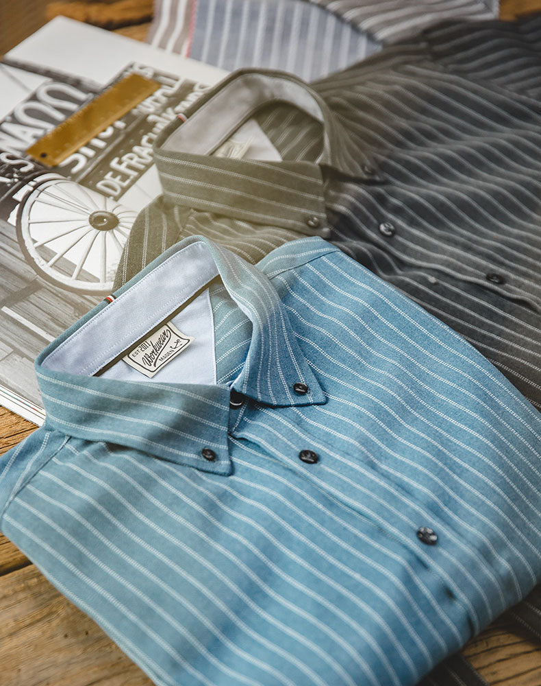 American Retro Vertical Stripes Business Casual Men's Shirt - Harmony Gallery