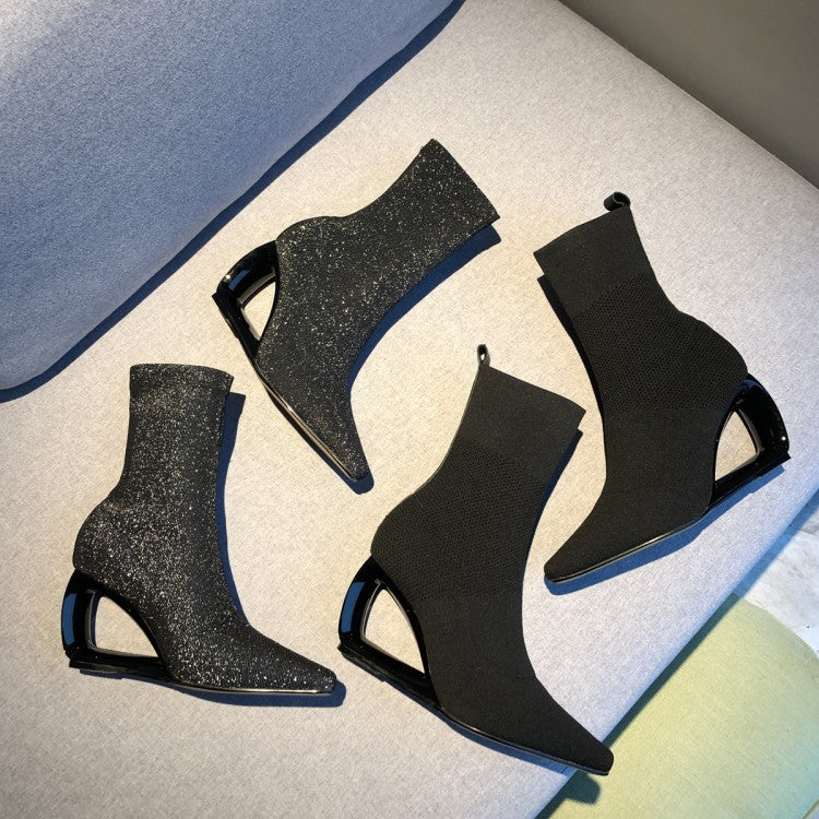 High-Heeled Celebrity Skinny Elastic Hollow Women's Boots - Harmony Gallery