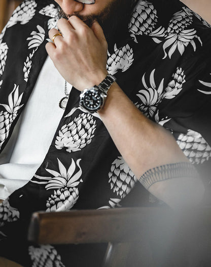 American Hawaiian Pineapple Beach Vacation Men's Shirt - Harmony Gallery