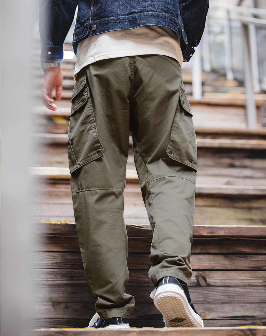 Tooling American Vertical Cutting Straight Leg Casual Men’s Trousers - Harmony Gallery