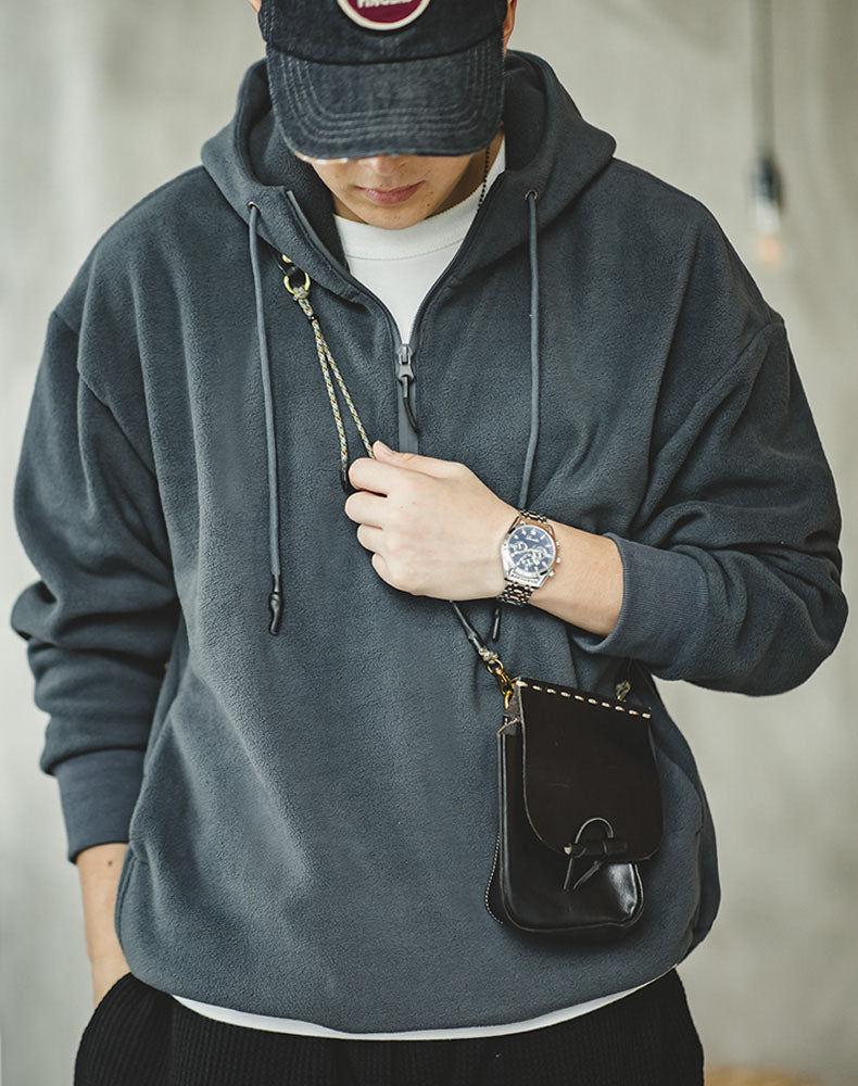 Tooling American Retro Polar Fleece Hooded Men's Sweater - Harmony Gallery