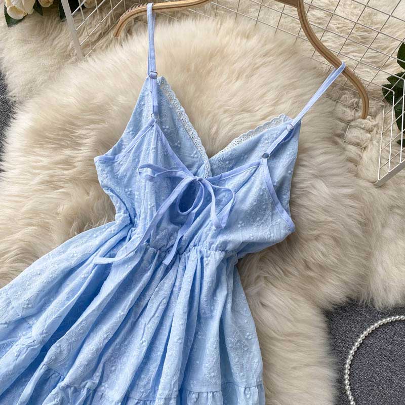 Heart Shaped Sweet Lace Hollow Open Back Beach Women's Dress - Harmony Gallery