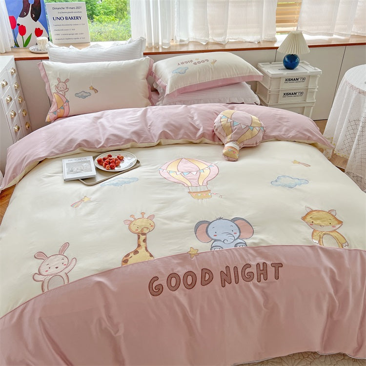 Pet Paradise Cartoon Cotton Four-Piece Bed Set - Harmony Gallery
