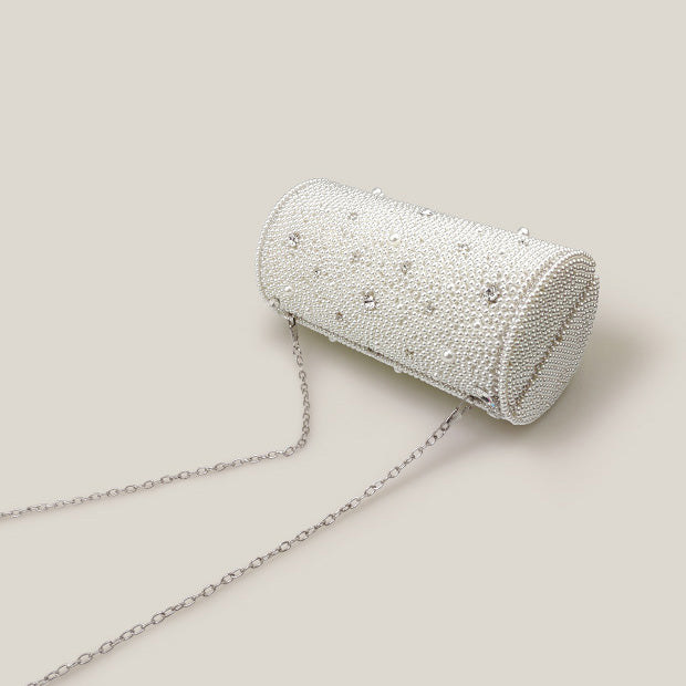 Rhinestone Pearl Cylinder French High-End Clutch Bag - Harmony Gallery