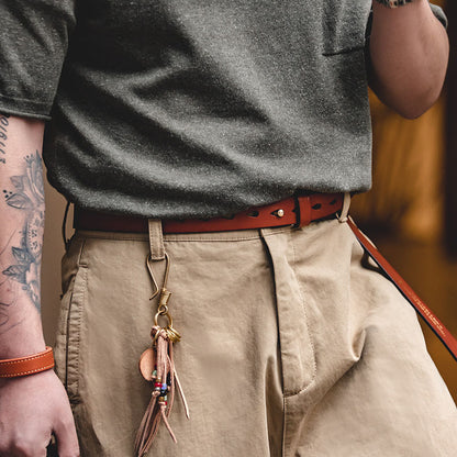 Tooling Retro Tanned Cowhide Old Letters Men's Belt - Harmony Gallery