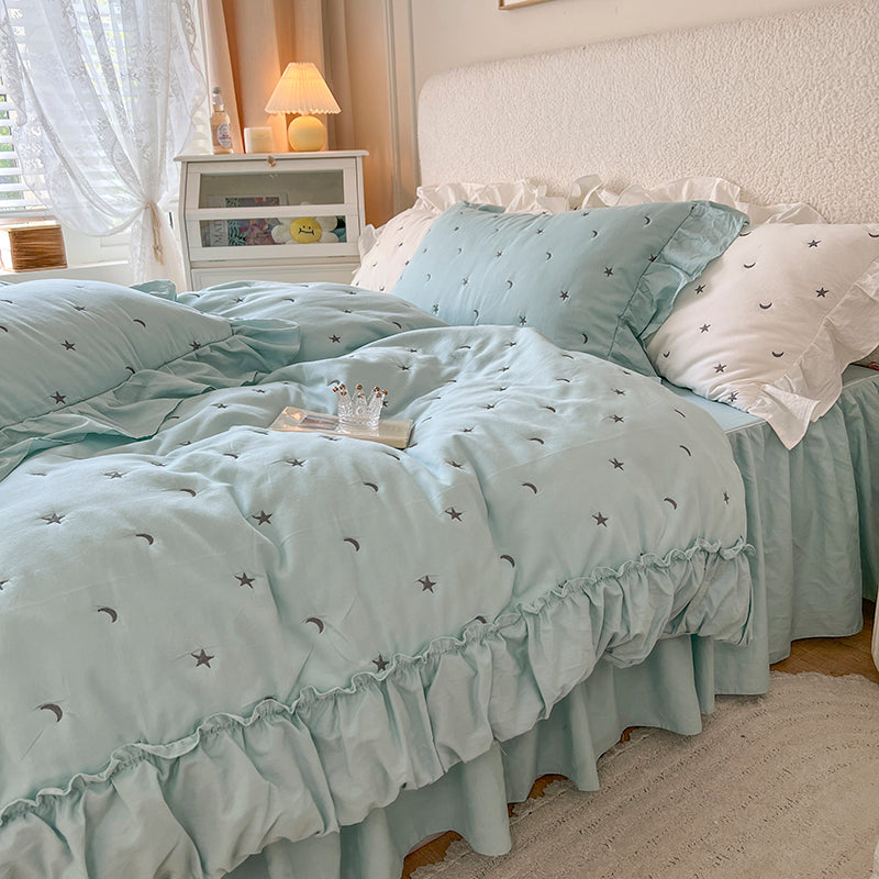 Star & Moon Washed Cotton Four-Piece Bed Set - Harmony Gallery