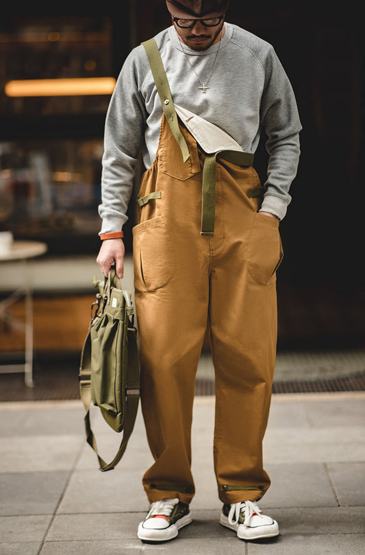 American Loose Straight Bib Casual One-Piece Long Men's Overalls - Harmony Gallery