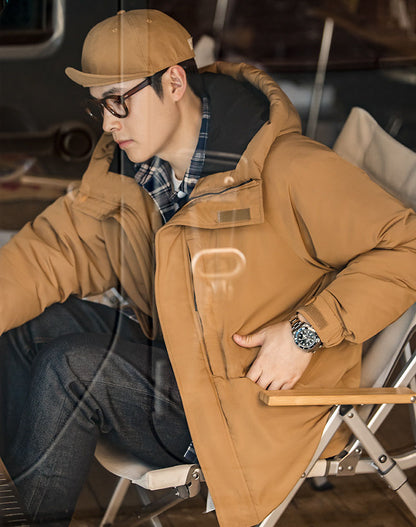 American Casual Duck Down Hooded Windproof Warm Men's Coat - Harmony Gallery