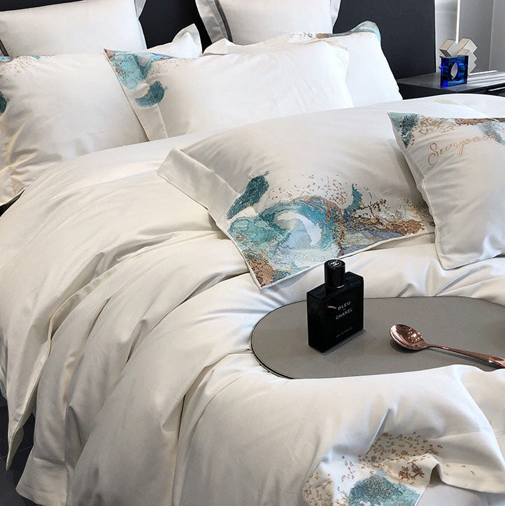 Light Luxury Tie-Dye Embroidery Quilt Cover Villa Bed Set - Harmony Gallery