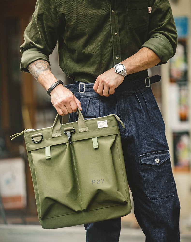 Tooling Retro Aviator Helmet Canvas Messenger Men's Handbag - Harmony Gallery