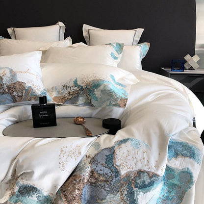 Light Luxury Tie-Dye Embroidery Quilt Cover Villa Bed Set - Harmony Gallery