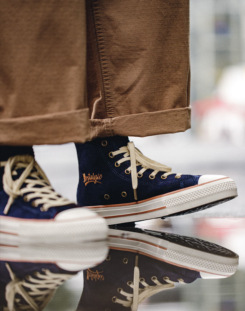 Corduroy High-Top All-Match Casual Men's Canvas Shoes - Harmony Gallery