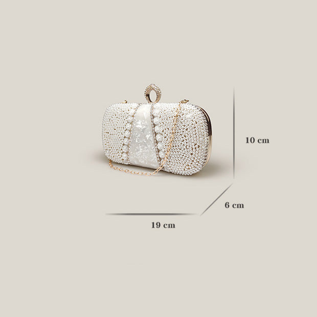 White Rose Diamond Pearl French Banquet Clutch Bag - Harmony Gallery