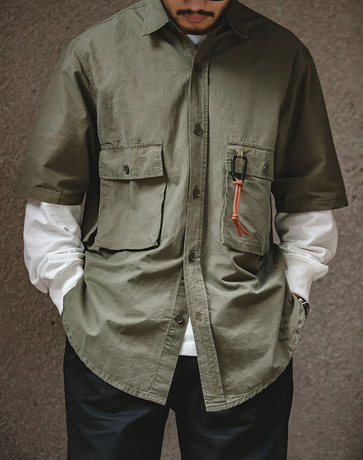 American Retro Loose Mountain Military Men's Shirt - Harmony Gallery