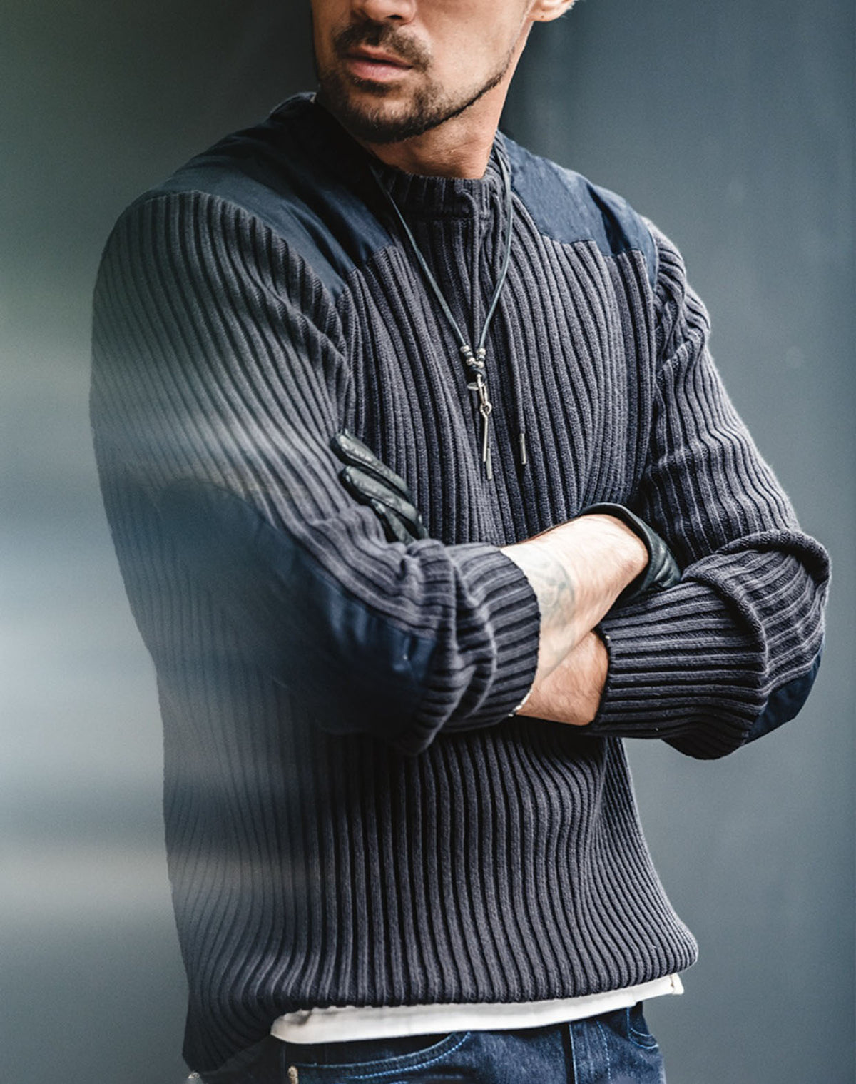 American Vertical Striped Stitching Slim Tactical Men's Sweater - Harmony Gallery